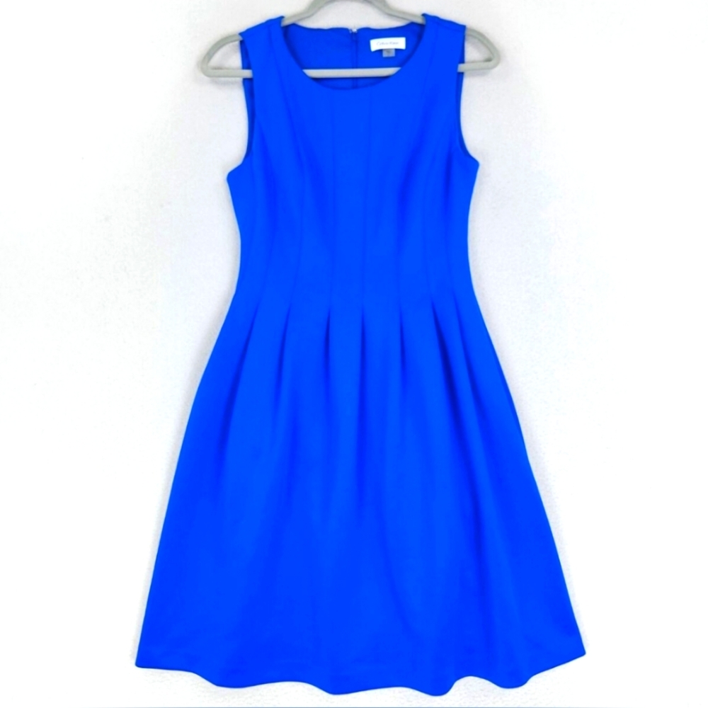 Calvin Klein Blue Sleeveless Classic Aline Dress